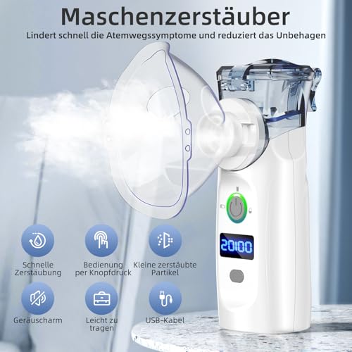 HotHands Inhalateur silencieux pratique pour adults et enfants avec écran rechargeable USB, embouts bucco-vestibulaires 