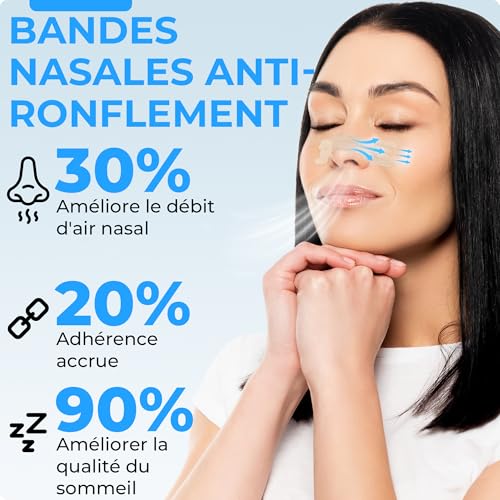 Anti-Ronflement Écarteur Nasal Puissant avec 30 Pièces, Soulage la Congestion & Améliore Respiration et Sommeil, Idéal p