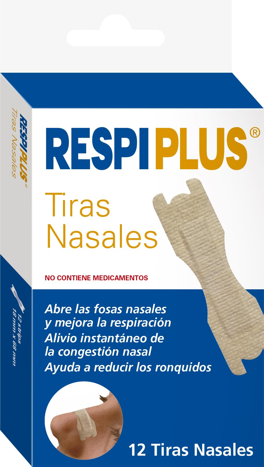 Respiplus Tiras Nasales - 12 Tiras pour soulagement rapide des congestions nasales