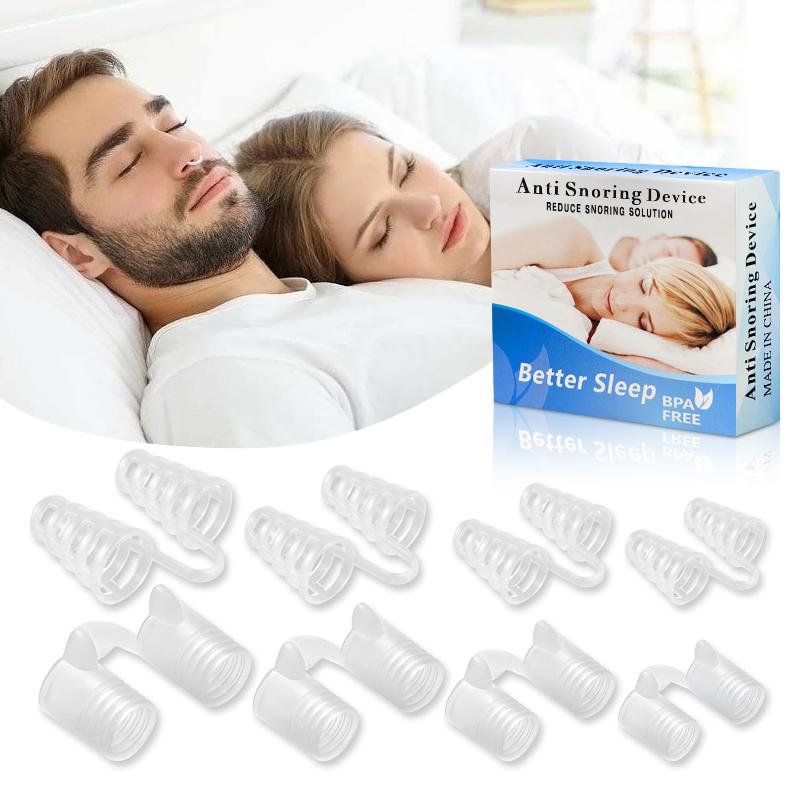 Antiroulements Nasal Dilatateur, Efficace pour Respirer pendant le Sommeil, Deux Types Doux et Dur (4 Tailles, Blanc)